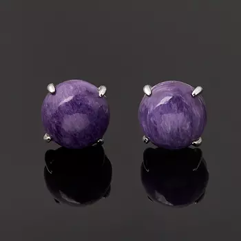 Серьги чароит (серебро 925 пр.) пуссеты
