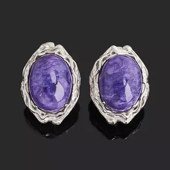 Серьги чароит (серебро 925 пр. родир. бел.)