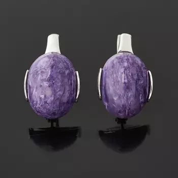 Серьги чароит (серебро 925 пр. родир. бел.)