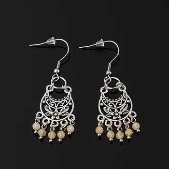 Серьги цитрин (биж. сплав, сталь хир.) огранка