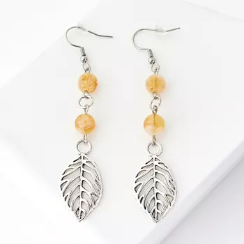 Серьги цитрин (биж. сплав, сталь хир.)