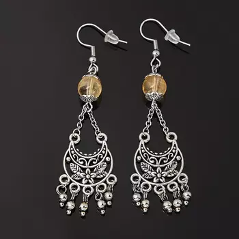 Серьги цитрин (биж. сплав, сталь хир.)