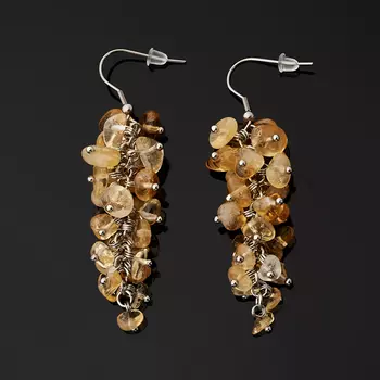 Серьги цитрин (биж. сплав, сталь хир.)