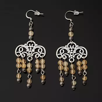 Серьги цитрин (биж. сплав, сталь хир.)