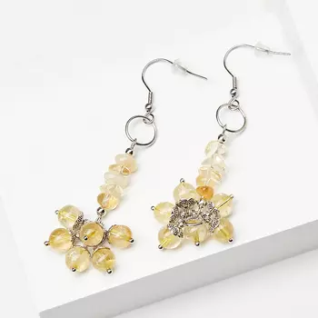 Серьги цитрин (биж. сплав, сталь хир.)