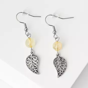 Серьги цитрин (биж. сплав, сталь хир.)