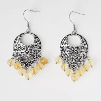 Серьги цитрин (биж. сплав, сталь хир.)