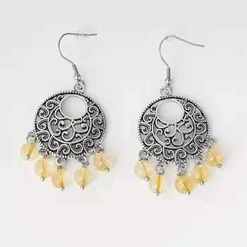 Серьги цитрин (биж. сплав, сталь хир.)