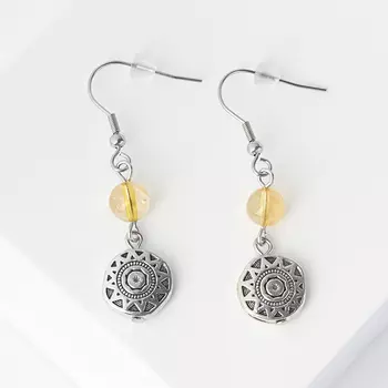 Серьги цитрин (биж. сплав, сталь хир.)