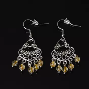 Серьги цитрин (биж. сплав, сталь хир.)