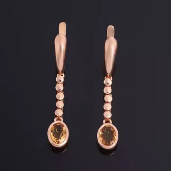 Серьги цитрин огранка (серебро 925 пр. позолота)