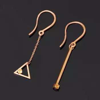 Серьги цитрин огранка (серебро 925 пр. позолота)