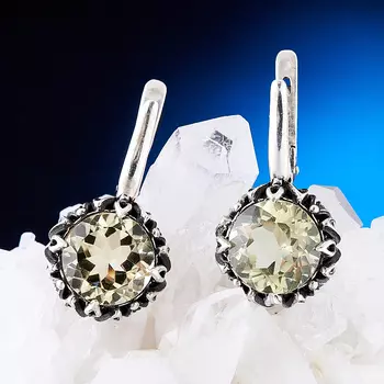 Серьги цитрин огранка (серебро 925 пр.)