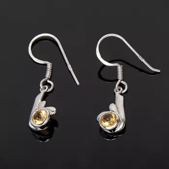 Серьги цитрин огранка (серебро 925 пр.)