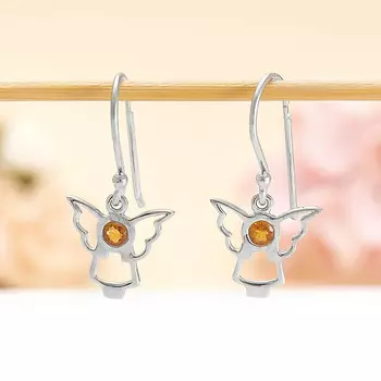 Серьги цитрин огранка (серебро 925 пр.)