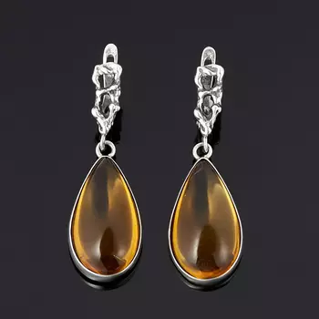 Серьги цитрин (серебро 925 пр. оксидир.)