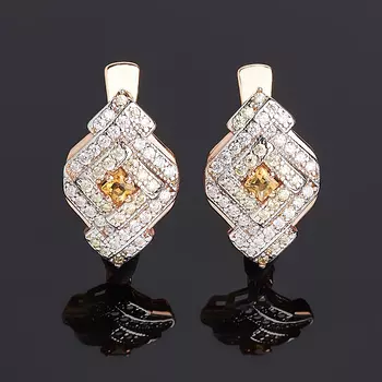 Серьги цитрин (серебро 925 пр. позолота) огранка