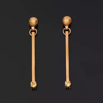 Серьги цитрин (серебро 925 пр. позолота) пуссеты огранка