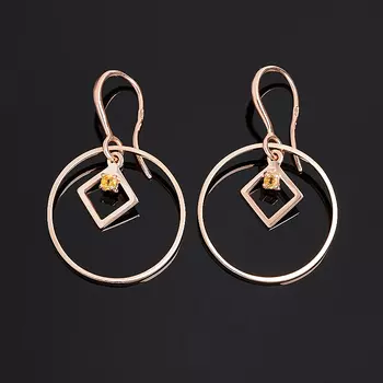 Серьги цитрин (серебро 925 пр. позолота) огранка