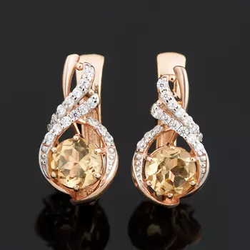 Серьги цитрин (серебро 925 пр. позолота) огранка