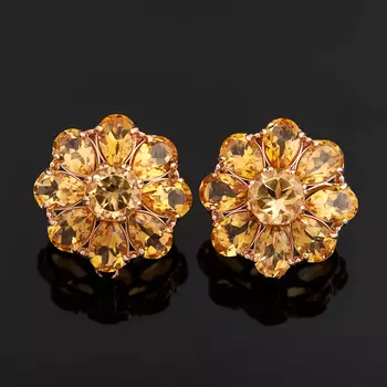 Серьги цитрин (серебро 925 пр. позолота) огранка