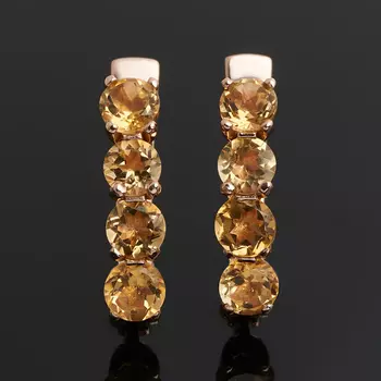 Серьги цитрин (серебро 925 пр. позолота) огранка