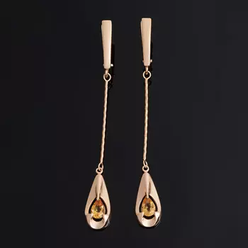 Серьги цитрин (серебро 925 пр. позолота) огранка