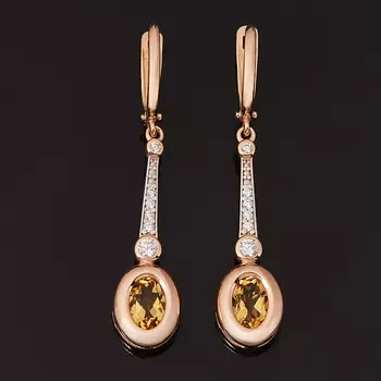 Серьги цитрин (серебро 925 пр. позолота) огранка