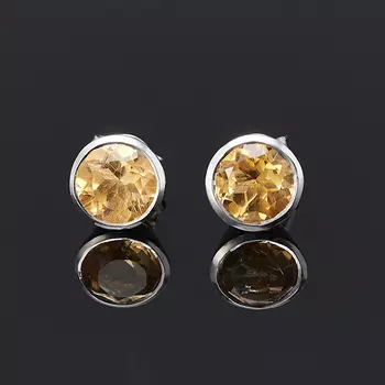 Серьги цитрин (серебро 925 пр.) пуссеты огранка