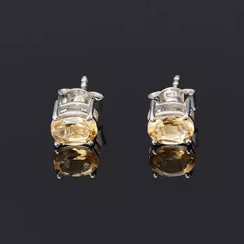 Серьги цитрин (серебро 925 пр.) пуссеты огранка
