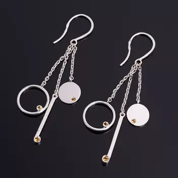 Серьги цитрин (серебро 925 пр. родир. бел.) огранка