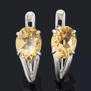 Серьги цитрин (серебро 925 пр. родир. бел.) огранка