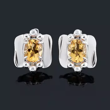 Серьги цитрин (серебро 925 пр. родир. бел.) огранка