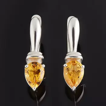 Серьги цитрин (серебро 925 пр. родир. бел.) огранка