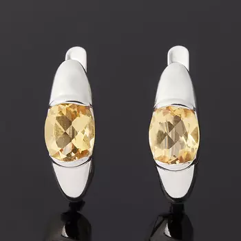 Серьги цитрин (серебро 925 пр. родир. бел.) огранка