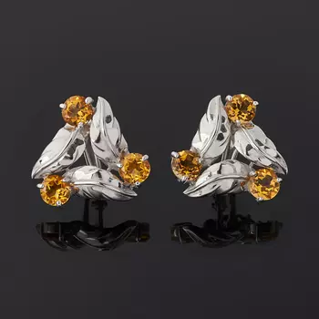 Серьги цитрин (серебро 925 пр. родир. бел.) огранка