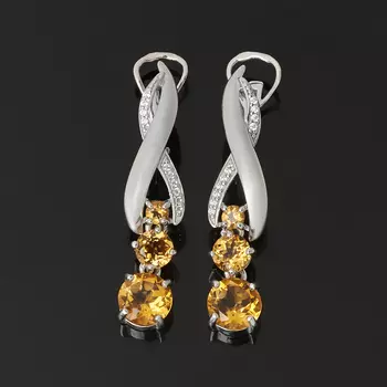 Серьги цитрин (серебро 925 пр. родир. бел.) огранка