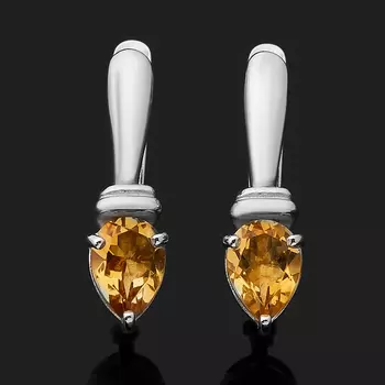 Серьги цитрин (серебро 925 пр. родир. бел.) огранка