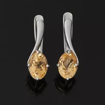 Серьги цитрин (серебро 925 пр. родир. бел.) огранка