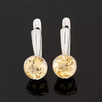 Серьги цитрин (серебро 925 пр. родир. бел.) огранка