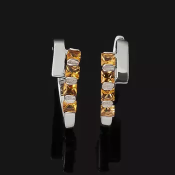 Серьги цитрин (серебро 925 пр. родир. бел.) огранка