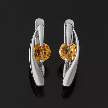 Серьги цитрин (серебро 925 пр. родир. бел.) огранка