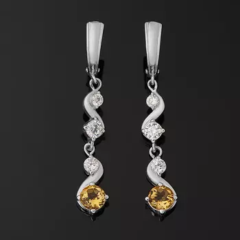 Серьги цитрин (серебро 925 пр. родир. бел.) огранка