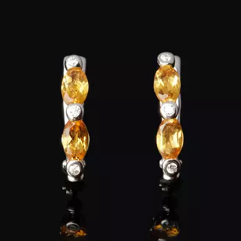 Серьги цитрин (серебро 925 пр. родир. бел.) огранка