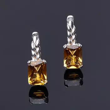 Серьги цитрин (серебро 925 пр. родир. бел.) огранка