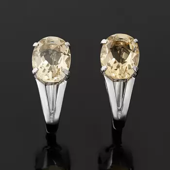 Серьги цитрин (серебро 925 пр. родир. бел.) огранка