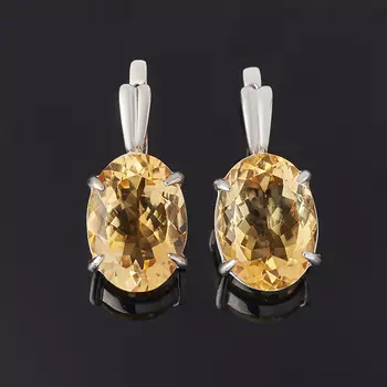 Серьги цитрин (серебро 925 пр. родир. бел.) огранка