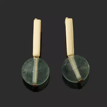 Серьги флюорит зеленый (биж. сплав позолота)