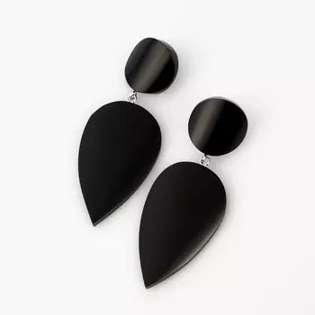 Серьги гагат пуссеты (биж. сплав)