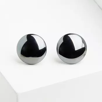 Серьги гематит пуссеты (биж. сплав)